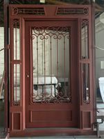 Porte principale en fer forgé Baodu / Porte en fer forgé et en verre / Design de grille de porte en fer