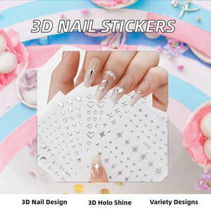 Pegatinas 3D para Uñas con Diseño <span class=keywords><strong>de</strong></span> Luna, Estrellas y Cruz, Adhesivos Holográficos Dorados con Forma <span class=keywords><strong>de</strong></span> Corazón y <span class=keywords><strong>Estrella</strong></span>, Hechos <span class=keywords><strong>de</strong></span> Plástico - Product Image 2