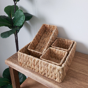 Handmade Japanese Straw <b>Woven</b> Storage <b>Basket</b> Rectangle Multi Compartment Kitchen Seasoning Organizer Storage <b>Baskets</b> RD233085 - Product Image 1
