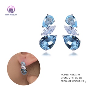 <span class=keywords><strong>Orecchini</strong></span> Pendenti a Goccia con <span class=keywords><strong>Acquamarina</strong></span> a Forma di Pera, Zirconi 3A, <span class=keywords><strong>Argento</strong></span> Sterling 925 per Donne - Product Image 4