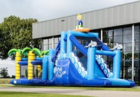 Parcours d'obstacles gonflable Surf Run de 17 m pour parc d'attractions extérieur, château gonflable commercial, location pour fêtes d'enfants