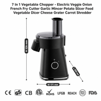 Hachoir Électrique Multifonctionnel pour Légumes, Oignons, Frites, Ail, Pommes de Terre, Râpe à Fromage, et Râpe à Carottes