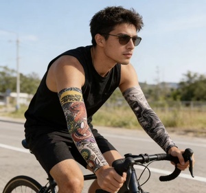 Manchon de <span class=keywords><strong>bras</strong></span> unisexe en polyester, sans couture, imprimé par transfert thermique, motif floral, long, protection solaire pour le cyclisme en extérieur, vente en gros, modèle quatre - Product Image 3