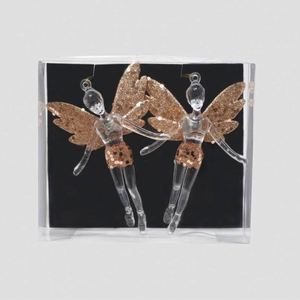 Adornos Navideños de Ángel de Plástico Acrílico Transparente de Alta Calidad, Decoraciones para Árboles de Navidad, Ángel Decorativo Color Champán - Product Image 3