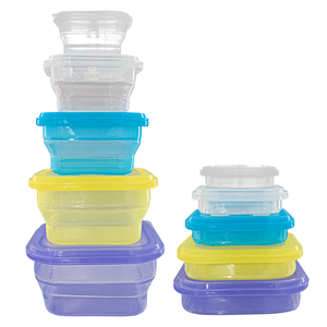 Contenedor de Alimentos Hermético de Silicona Platino Personalizable, Apilable de Tres Niveles, Plegable, Tipo Bento, con Tapa - Product Image 1