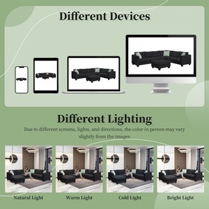 <b>Convertible</b> Modular Sectional <b>Sofa</b> Set 7 Seats L-Shaped Fabric Ottoman with Corner Couch 3 Pillows for Hotel Living Room - Product Image 6