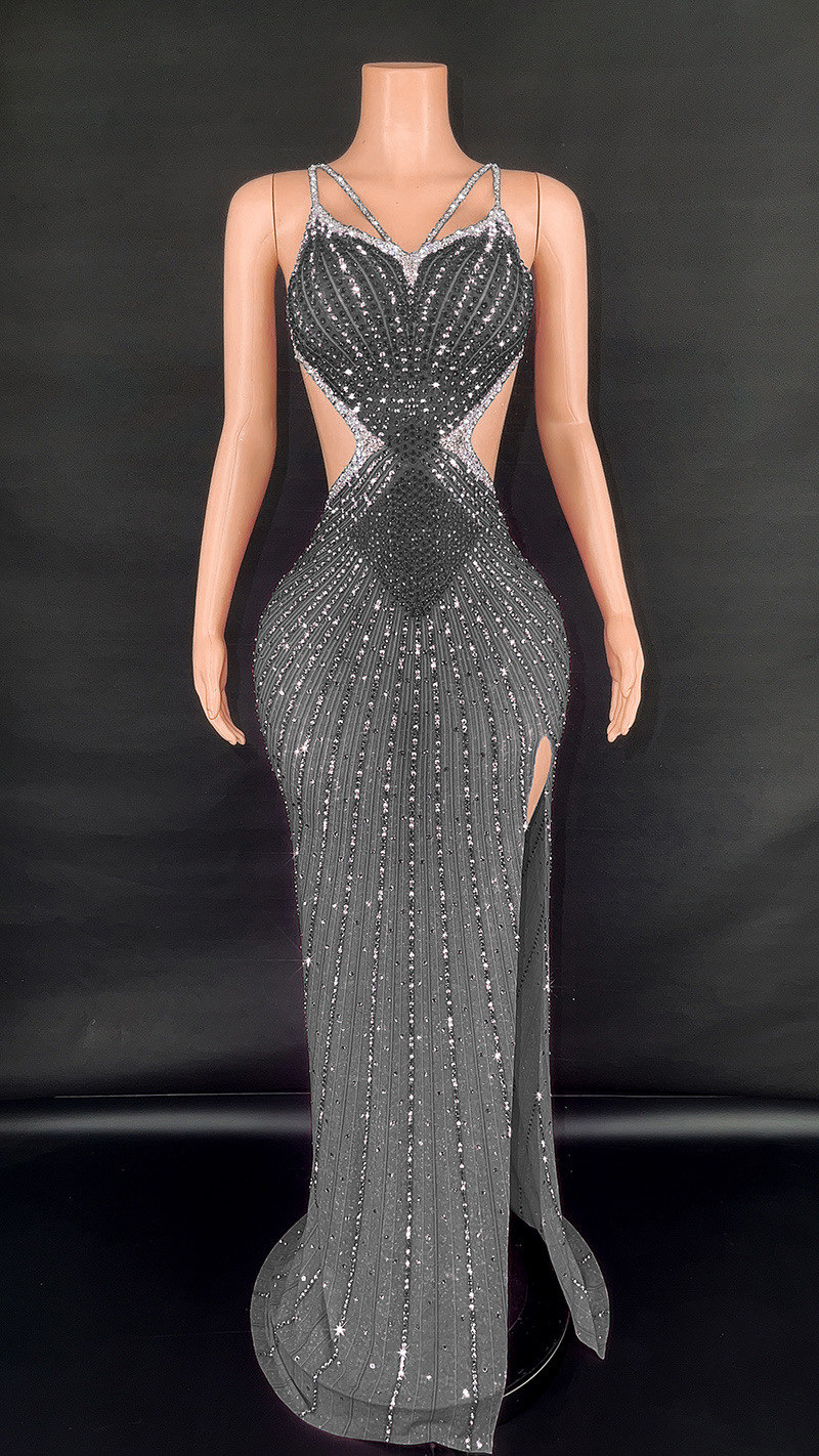 diamond backless dress Diamond Mesh Backless Dress White / M/L