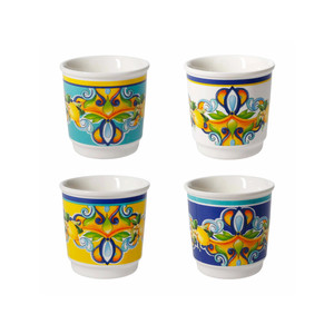 <b>Ceramic</b> <b>Cups</b> Citrus Design Assorted Colors Set Of 4 - Product Image 1