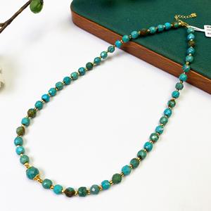 Cadena de estilo clásico para mujer, Gargantilla DIY con cuentas de esquina de corte turquesa, nuevo accesorio de moda para damas - Product Image 1