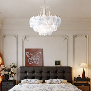 <span class=keywords><strong>Lampadario</strong></span> a sospensione in vetro a petali di fiori in stile crema francese per camera da letto, sala da pranzo, <span class=keywords><strong>cameretta</strong></span> delle ragazze, decorazioni per la casa - Product Image 4