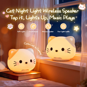 Veilleuse pour bébé chat, haut-parleur sans fil avec fonction tactile, lampe de chevet rechargeable, veilleuse LED douce pour chambre d'enfant - Product Image 2