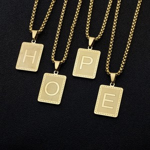 Collana con Ciondolo Iniziale in Acciaio Inox Placcato Oro 18K, Catena da 20 Pollici, Gioiello Hip Hop da Uomo - Product Image 4