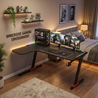 Table de jeu extensible en acier inoxydable en forme de L AOR, design moderne, bureau ergonomique pour e-sport, commandes d'usine OEM