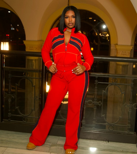 G01410C 2025 Herbst Neuheiten Damen Kontrastfarben-Jacken mit Hosen 2-teilige Sets - Product Image 2