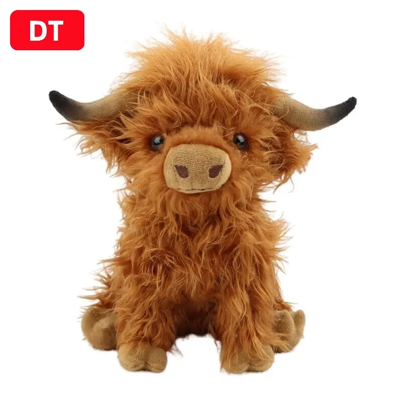 Peluches douces personnalisées de taureau écossais jouets en peluche de vache des Highlands animaux en peluche réalistes de logo personnalisé d'usine en gros