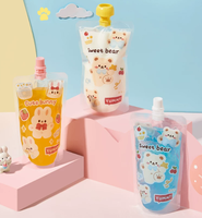 Pochettes à bec verseur personnalisées imprimées avec motifs de dessins animés, en matériaux composites de qualité alimentaire, étanches, avec fermeture éclair refermable pour boissons/liquides