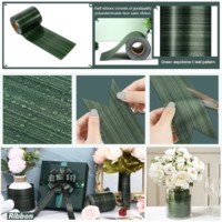 Pita Polipropilena Ti-Leaf Double Face Bark Grain Leaf Shape terlaris, lebar 10cm, panjang 50 yard, untuk vas bunga