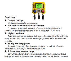 MG-100 डिजिटल दबाव गेज रेफ्रिजरेटर मीटर समूह एयर कंडीशनिंग फ्लोराइड मीटर मल्टी-लाइन कोल्ड फ्लोरिडेशन मीटर - Product Image 3