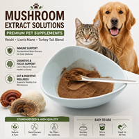Complément alimentaire à base d'extrait de champignon pour animaux de compagnie |   Mélange de poudre de Reishi, Crinière de lion et Queue de dinde pour l'immunité et la santé des articulations des chiens et des chats