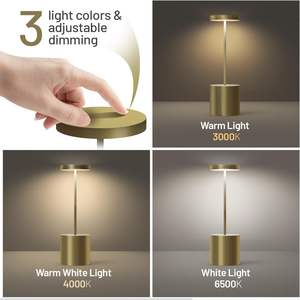 Wholesale Outdoor Cordless Portable <b>Rechargeable</b> Table Lamp <b>Battery</b> Powered Led Desk 3 Color Stepless Dimming Metal Night Lights - Product Image 6