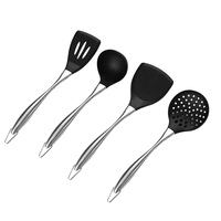 Ustensiles de cuisine résistants à la chaleur, en silicone de qualité alimentaire, spatules de cuisine, ensemble de spatules, manche en acier inoxydable 304, design moderne
