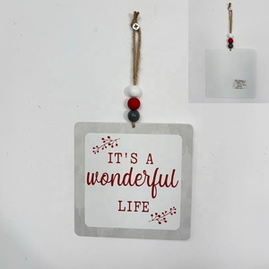 ป้ายโลหะพิมพ์ลาย UV รูปทรงสี่เหลี่ยมผืนผ้า สไตล์วินเทจ ตกแต่งต้นคริสต์มาส ลาย "Believe Magic" สำหรับเทศกาลคริสต์มาส - Product Image 2