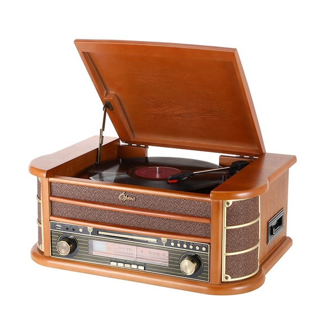Turntable USB SD Bt Wooden Player Vinyl Record Gramophone Player