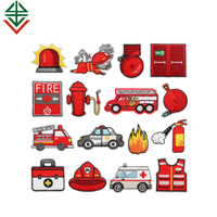 Autocollants de camion de pompiers pour enfants, dessin animé, patchs en tissu sergé brodés à repasser, badges