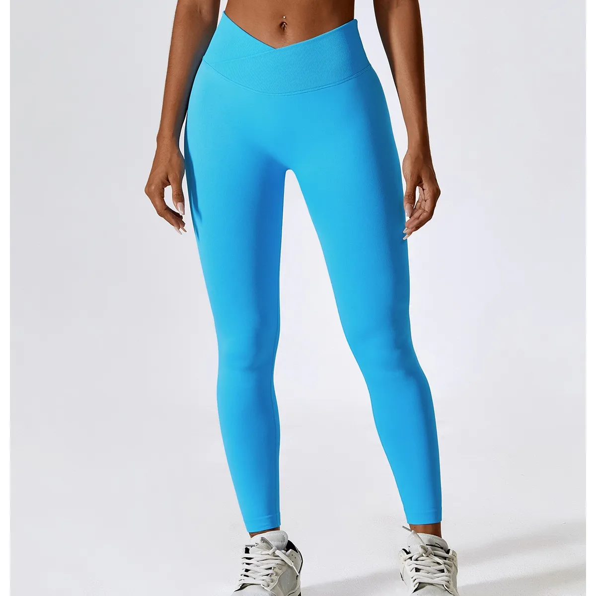 Legging olahraga wanita ukuran Plus, Legging olahraga Yoga, celana Fitness Gym, celana ketat pinggang tinggi potongan bentuk V untuk wanita