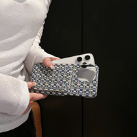 Conception à carreaux personnalisée pour IPhone couverture de téléphone portable avec porte-carte étui de téléphone en tricot de luxe