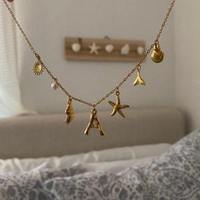 Bijoux fantaisie plaqués or 18 carats en acier inoxydable, collier avec pendentif en forme d'étoile, de coquillage, de lettre, de coquillage, de conque, de coquillage étoilé pour femmes