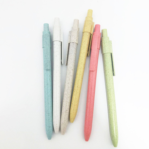 Biodegradable Recyclable Eco Friendly <b>Wheat</b> Straw Material Custom Logo Retractable Ballpoint Pen - Product Image 1
