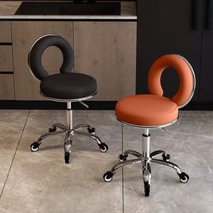 Modern Adjustable Barber Chair Swivel Salon <b>Stool</b> PU Leather Rolling <b>Seat</b> Metal Base for Beauty Studio - Product Image 3