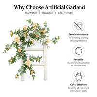 Guirlande de roses artificielles pliable de 1,75 m avec fleurs de roses et feuilles vertes pour arche de mariage, mur de fond, décoration florale suspendue pour fenêtre de maison