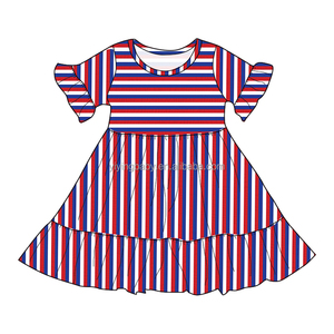 Alta qualità americana giorno dell'indipendenza stampa floreale vestito di seta per le bambine bella abbigliamento Casual per bambini per le ragazze - Product Image 6