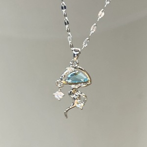 Collier pendentif goutte d'eau bleu océan en argent pur S925 avec perle élégante, style Blue Diary, or élégant, Sweet Home Shi, trésor commémoratif - Product Image 5