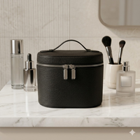 Trousse de Maquillage Cylindrique en Cuir PU, Organisateur de Toilette Étanche, Trousse de Voyage de Luxe, Boîte de Rangement Cylindrique pour Cosmétiques