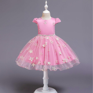 Vestido de tul bordado con estrellas rojas para niñas, vestido de princesa con cuello redondo y corte en A, verano 2019 - Product Image 2
