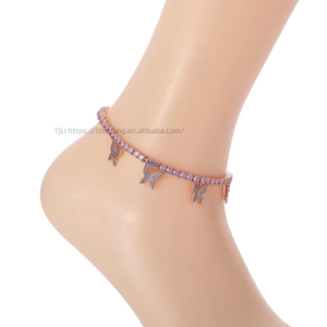 Tobillera pequeña de 4 mm para mujer, accesorios ajustables para el pie con colgante - Product Image 4