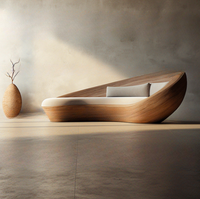 Ensemble de canapés de bureau modernes de luxe, grande chaise longue en bois avec tissu en velours convertible pour hôtels appartements villas