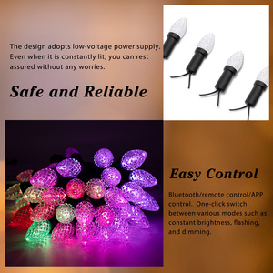 Guirlandes lumineuses LED Pixel de Noël DC12V C9 RGB, étanches pour l'extérieur, colorées, IP67, ampoules pour décorations de fêtes, lumières ponctuelles - Product Image 3