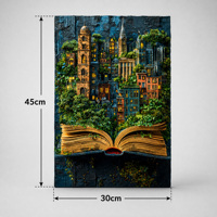 Impression acrylique de 4,5 mm d'épaisseur, 30x45 cm, livre pop-up, paysage urbain, art mural moderne numérique HD UV pour la décoration de bureaux, d'hôtels et de galeries