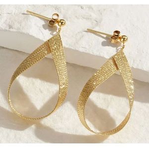 Boucles d'oreilles pendantes uniques en forme de goutte d'eau, en or jaune 18 carats, style italien moderne, pour femme, par Xinfly Diy - Product Image 1