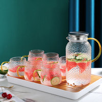 Bouilloire en verre grande capacité 1,8 L, écologique, avec bord doré, résistante aux hautes températures, design moderne, pour la maison, avec couvercle