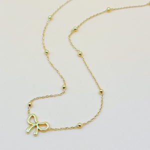 Pendentif Ins en acier inoxydable plaqué or 18 carats Collier nœud papillon Bracelet de chaîne de mode classique avec placage pour femmes - Product Image 5