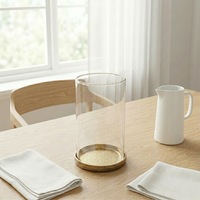 Lanterne à bougie en verre Hurricane, base en fer doré vieilli vintage, porte-bougie en verre cylindrique transparent