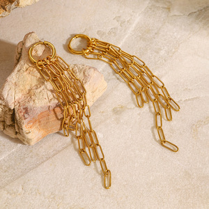 Boucles d'oreilles pendantes en acier inoxydable plaqué or 18 carats, forme géométrique, à porter au quotidien, pour femmes - Product Image 3