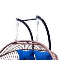 2 personnes Jardin Porche Avant Meubles en Osier Patio Extérieur Double Métal Rotin Balançoire Suspendue avec Support