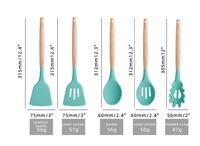 Gadgets de cuisine avec manche en bois de 12 pièces Ensemble de ustensiles de cuisine en silice personnalisés en silicone pour cuisson maison