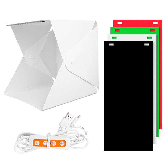 22cm Portable Folding Lightbox Photography LED Light Room Photo Studio Light Tent Soft Box Backdrops Photobox for DSLR Camera